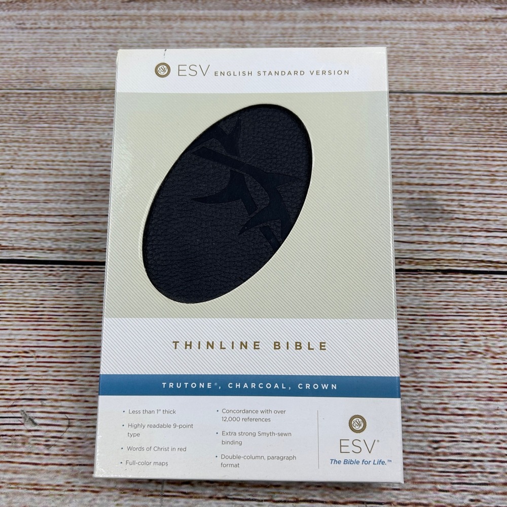 ESV Thinline Bible TruTone Charcoal Crown Design Red Letter Crossway